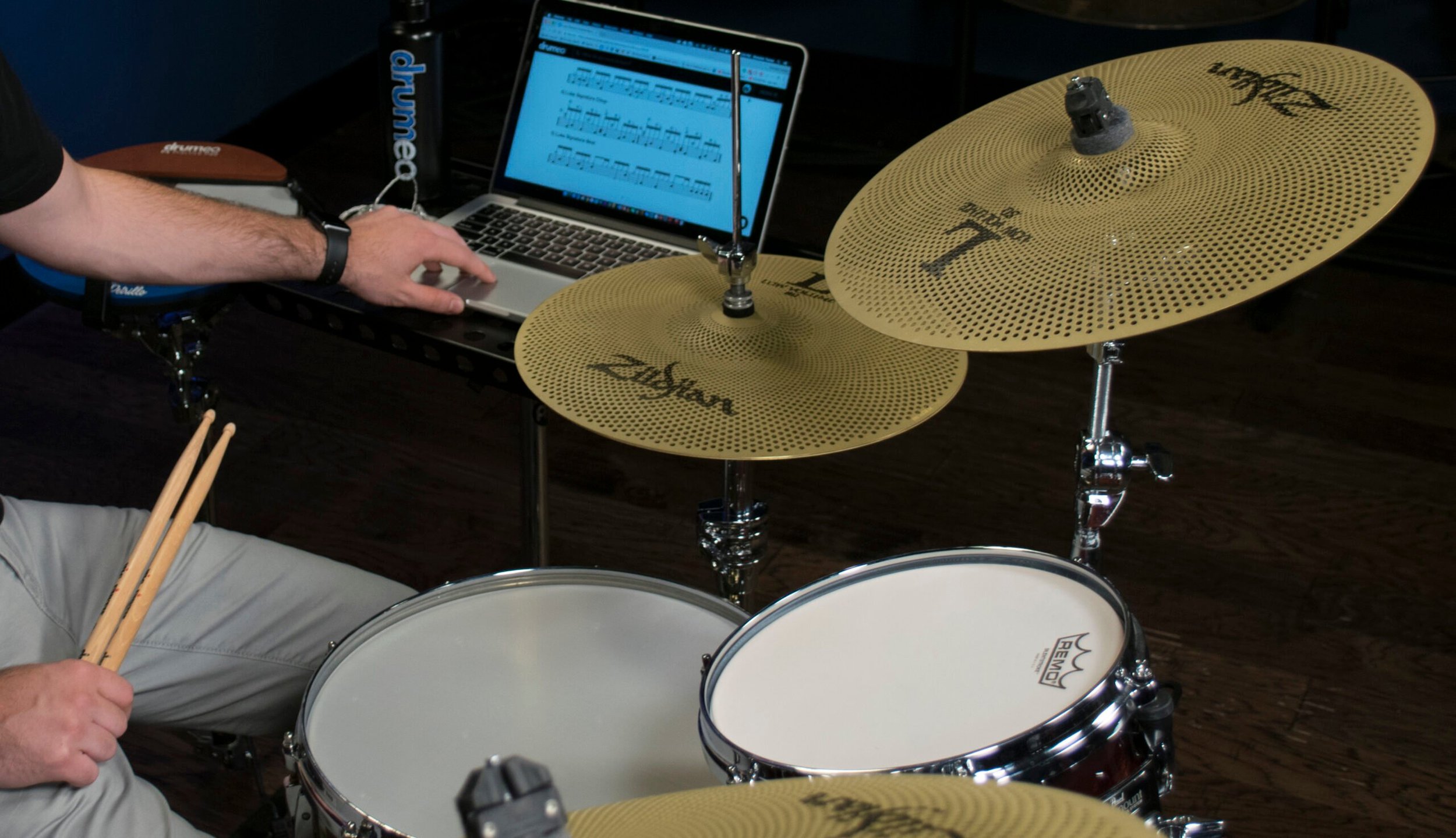 Try low-volume cymbals to make your drums quieter.