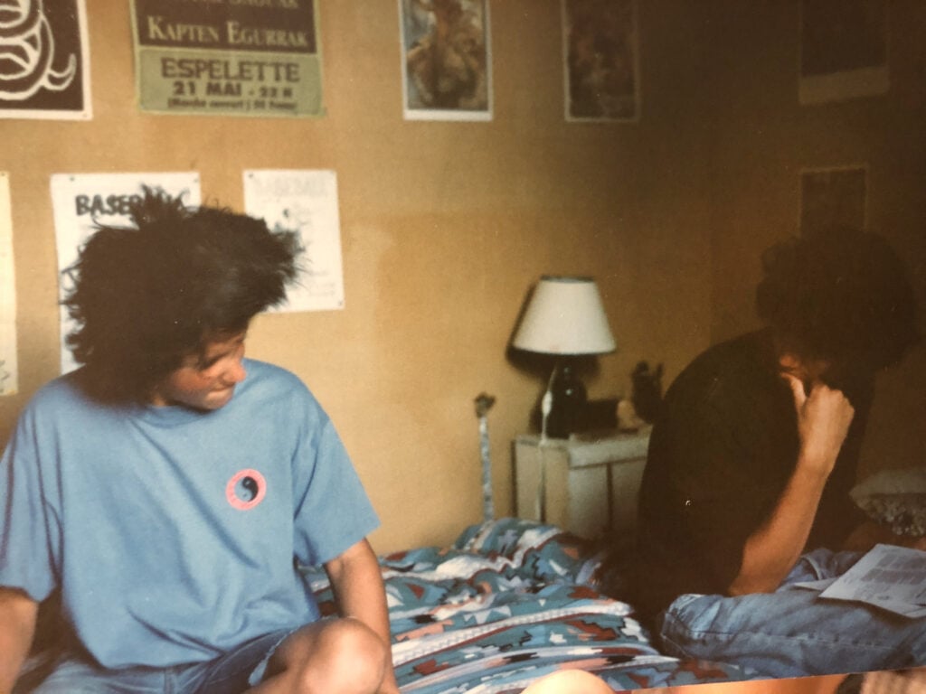 me handbanging listening to Metallica with my brother