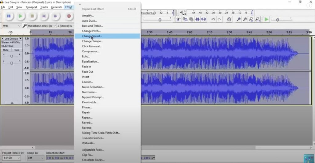 slowdown audacity Tutorials with GS