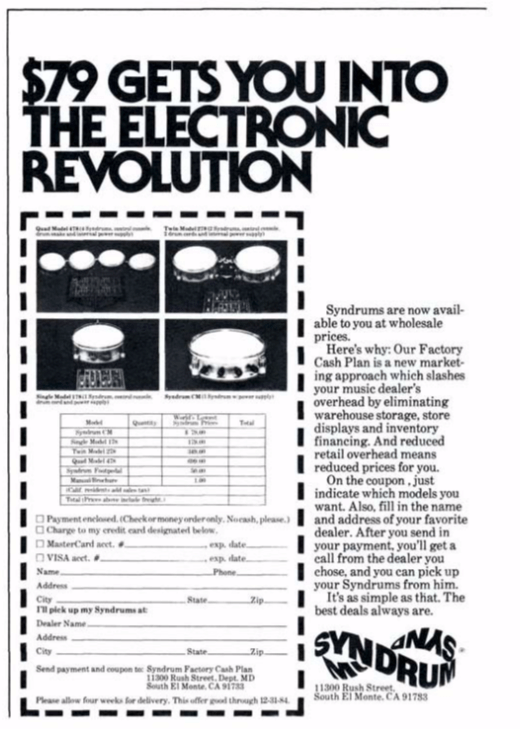 vintage syndrum ad electronic drums