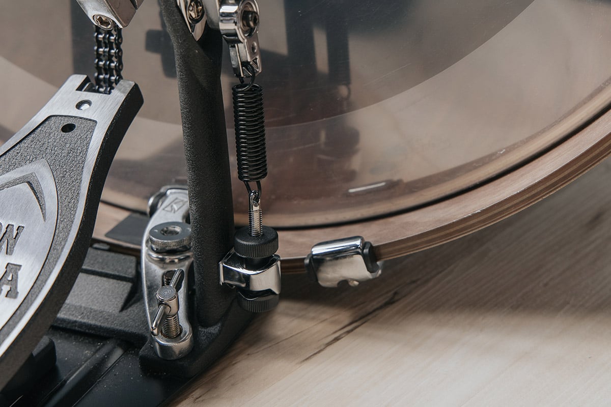 clamp pedal onto bass drum hoop