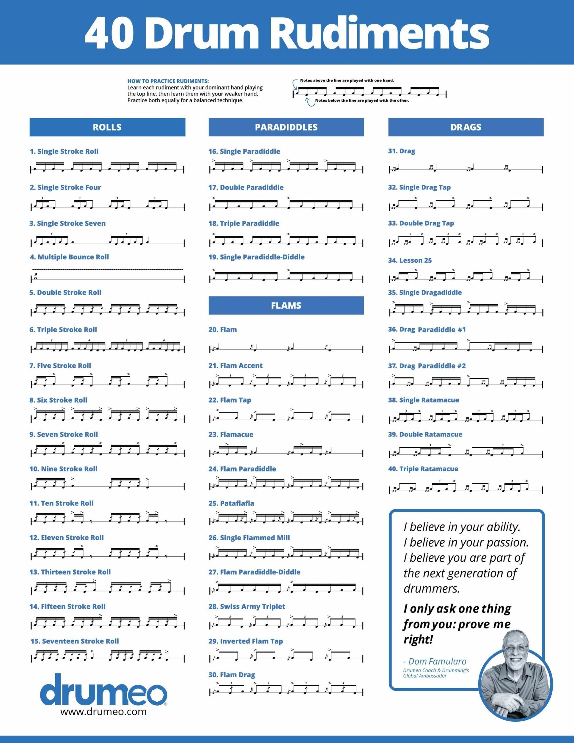 Free Drum Rudiments PDF Poster Drumeo scaled