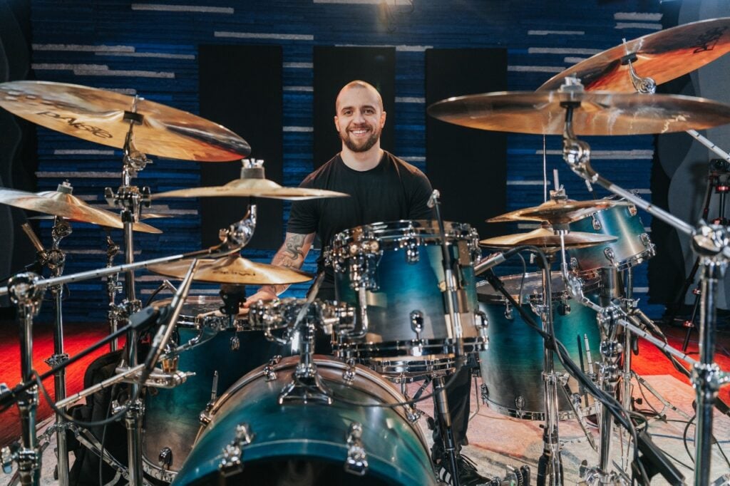 Eloy Casagrande on his TAMA Starclassic Bubinga drum kit during his Drumeo visit