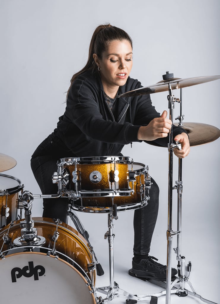 adjusting a cymbal stand