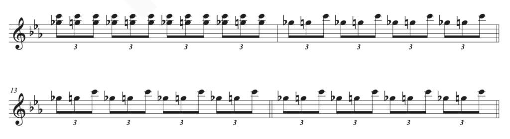 C Minor blues riff notated.