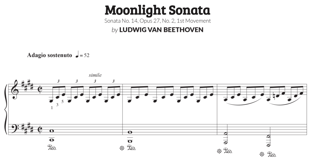 First line of moonlight sonata sheet music.