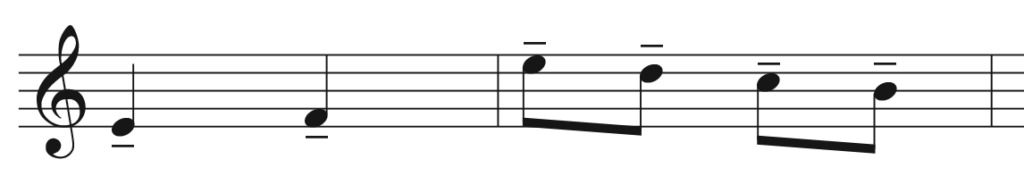 Examples of tenuto in standard notation.