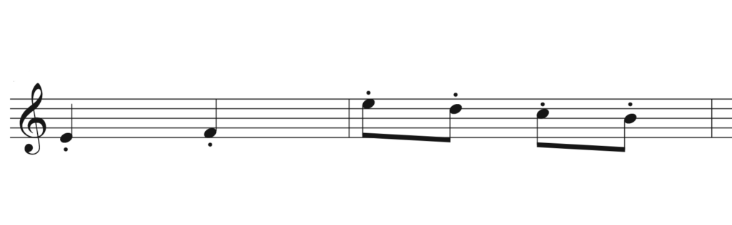 Staccato examples in standard notation.