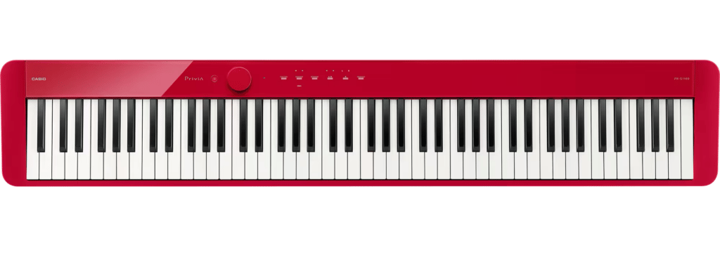 Red minimalistic piano keyboard.