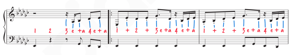 Superstition sheet music with 16th note counting.