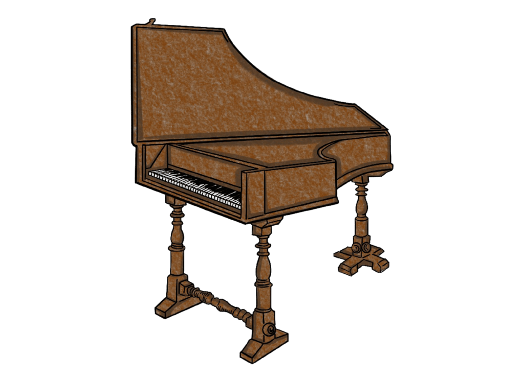 Illustration of a harpsichord.
