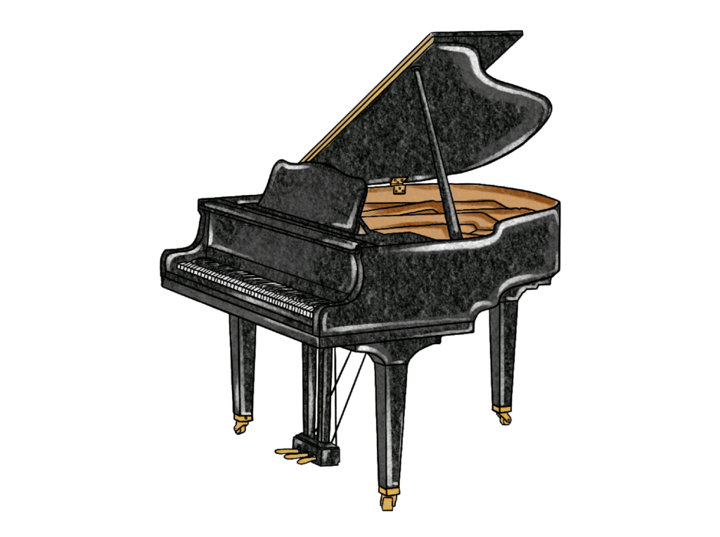 Modern grand piano illustration.