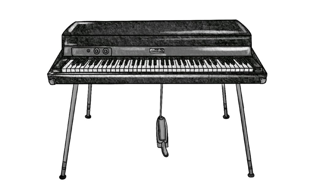 Illustration of a Fender Rhodes piano.