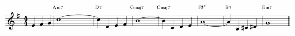 Autumn Leaves melody in standard notation.