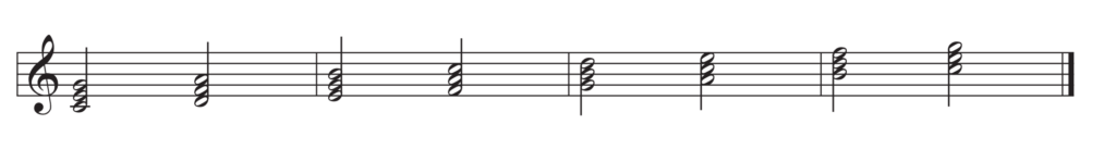 C major diatonic chords in solid form.