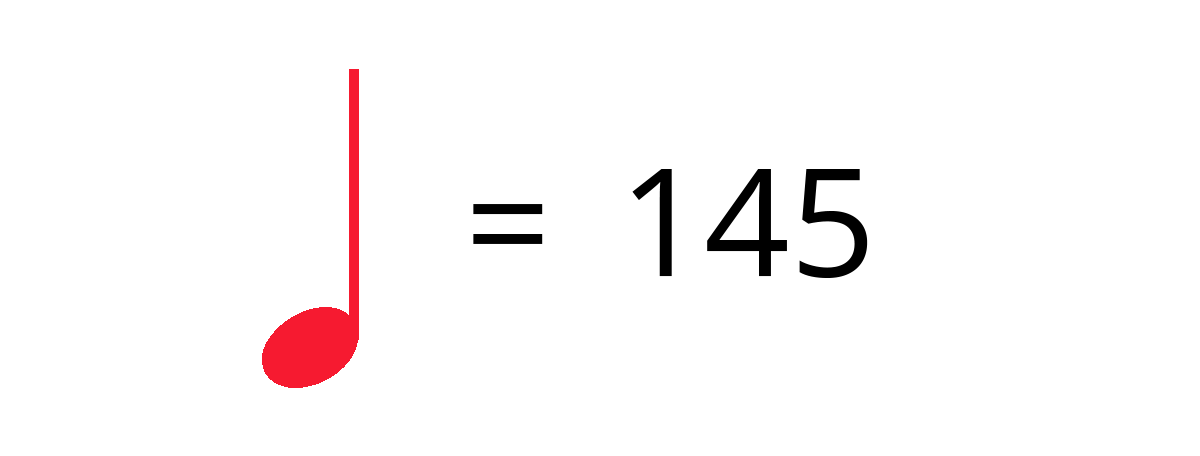 1 quarter note equals 145bpm.