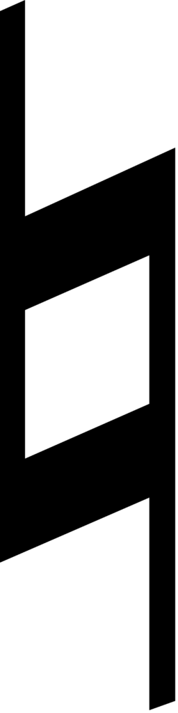 Natural sign: trapezoid shape with extended edges.