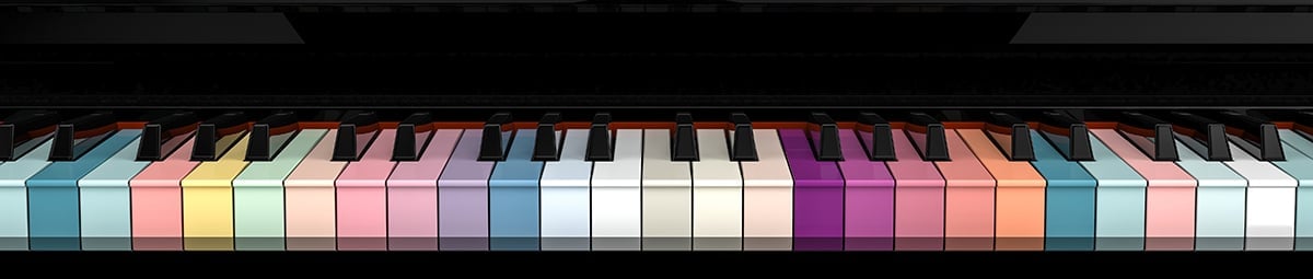 Colorful piano keyboard.