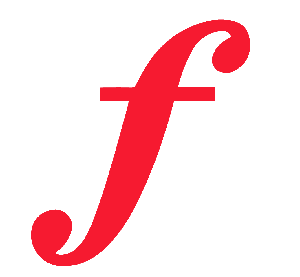 Forte symbol: f in red stylized font.
